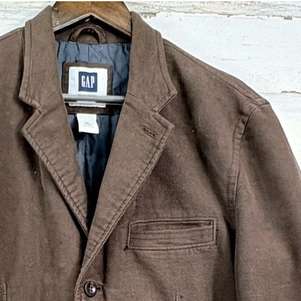 Gap Vintage Y2K Blazer Jacket Mens Medium Brown Cotton 3-Button Casual Normcore